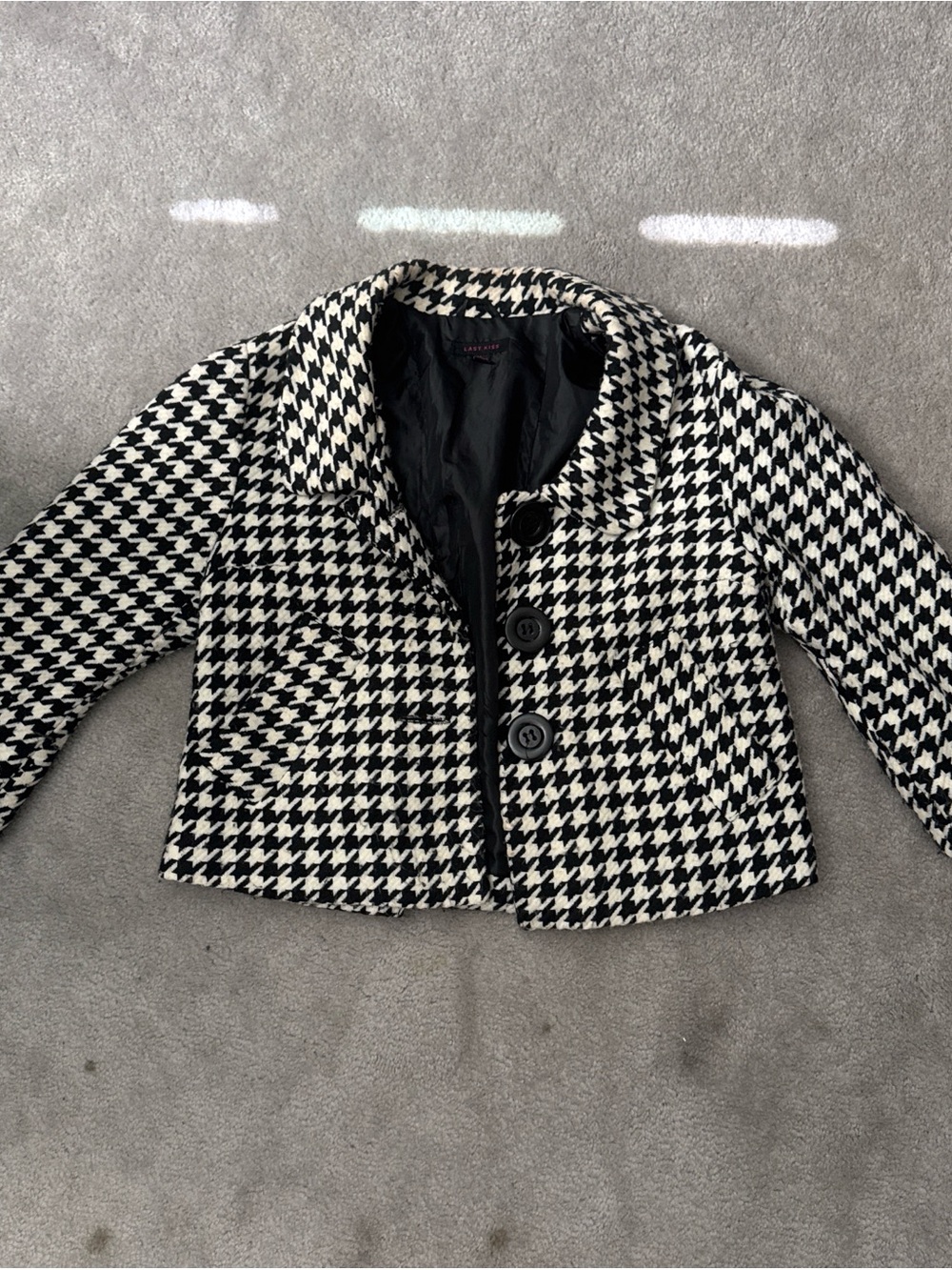 Black & White Houndstooth Cropped Blazer